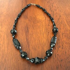 Vintage Victorian French Jet Glass Necklace Art Deco